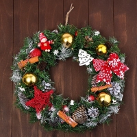 Венок праздничный &laquo;Новогодняя звезда",45 см, ручная работа