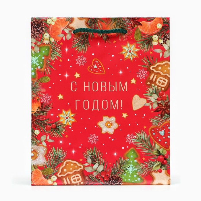 Новый год. Пакет подарочный "С новым годом!", 18 х 22,3 х 10 см.