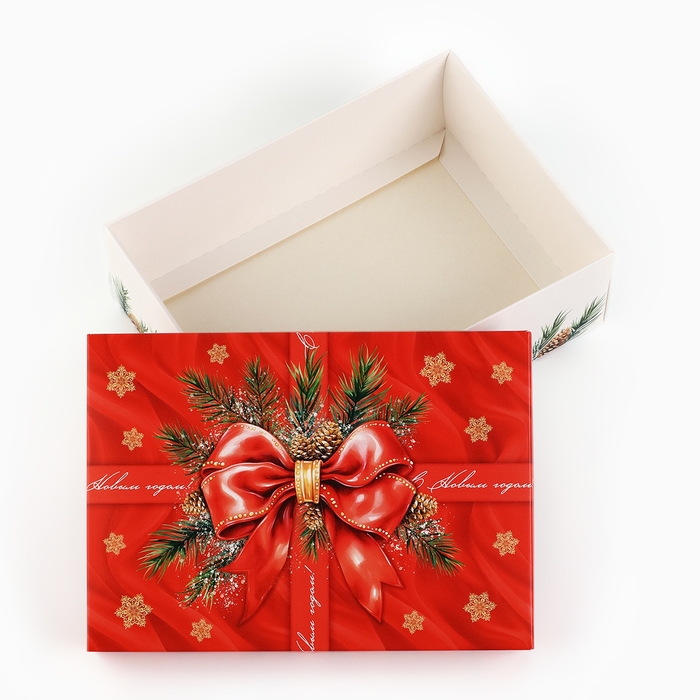 Коробка подарочная новогодняя складная &laquo;С новым годом&raquo;, бант, 21 х 15 х 7 см, Новый год