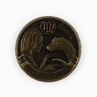 Монета гороскоп 2025 новогодняя &laquo;Дева&raquo; на Новый год, латунь, диам. 2, 5 см