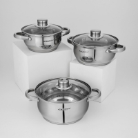 Набор кастрюль &laquo;Гретта&raquo;, 3 предмета: 1,6 л, 2,2 л, 3,2 л, капсульное дно, индукция