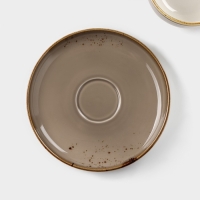 Чайная пара фарфоровая Magistro &laquo;Церера&raquo;, 2 предмета: чашка 250 мл, блюдце d=16,3 см, цвет коричневый