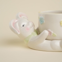 Чайная пара керамическая SL Home &laquo;Пасхальные кролики&raquo;, 2 предмета: чашка 300 мл, блюдце d=9 см, цвет белый