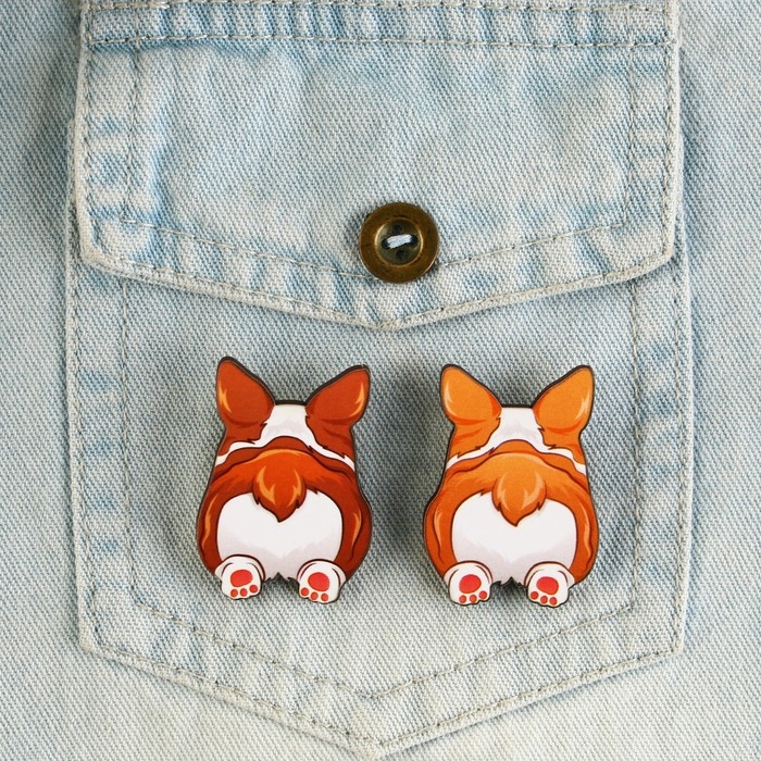 Значки деревянные, неразлучники &laquo;Одно приключение&raquo;, 2 шт., 8 х 12 см.