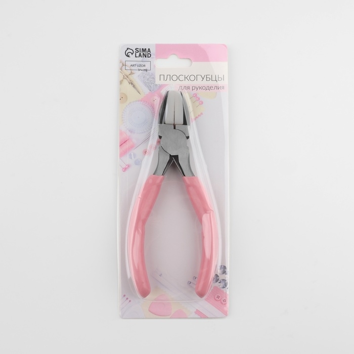 Плоскогубцы с нейлоновыми насадками, для рукоделия, 14 &times; 6,5 см, цвет серебряный/розовый