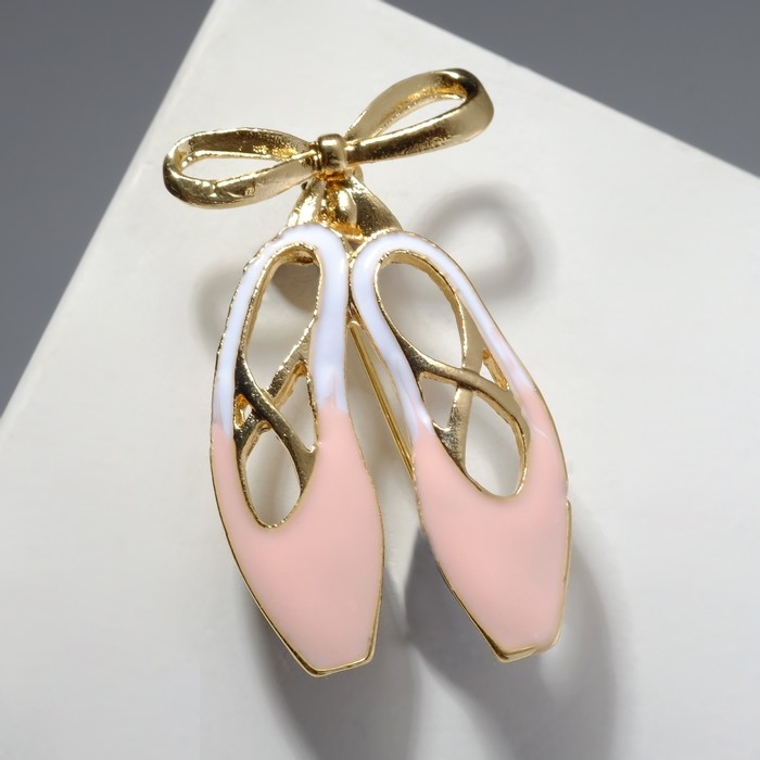 Брошь &laquo;Пуанты&raquo;, цвет розовый в золоте