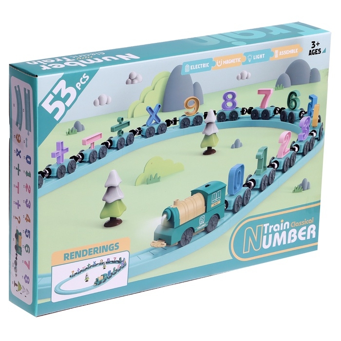 Железная дорога &laquo;Числовой поезд&raquo;, детская, магнитное соединение, работает от батареек