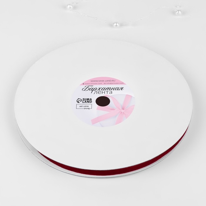 Лента бархатная, 6 мм, 18 &plusmn; 1 м, цвет красный №40