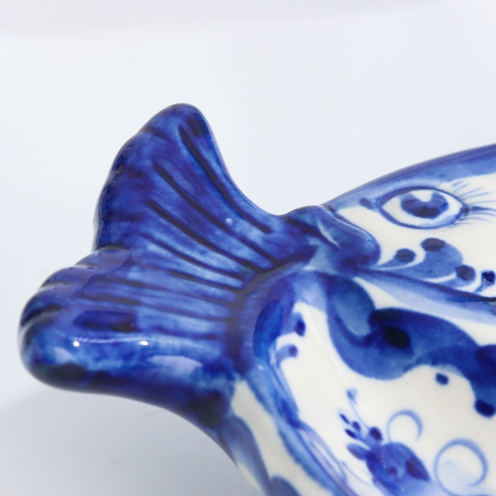 Оливочница "Рыбка", гжель, фарфор, 20х16 см