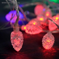 Гирлянда &laquo;Нить&raquo; 5 м с насадками &laquo;Шишки большие&raquo;, IP20, прозрачная нить, 20 LED, свечение мульти (RG/RB), мигание, 220 В