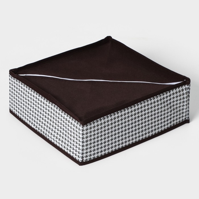 Органайзер для хранения белья Доляна &laquo;Вилли&raquo;, 16 ячеек, 27&times;25&times;10 см, цвет бело-коричневый