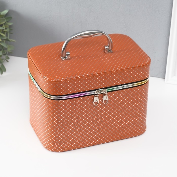 Шкатулка кожзам с зеркалом "Ромбы" охра набор 3 шт 19х10,5х10,5 21х13х14 15х23х17 см