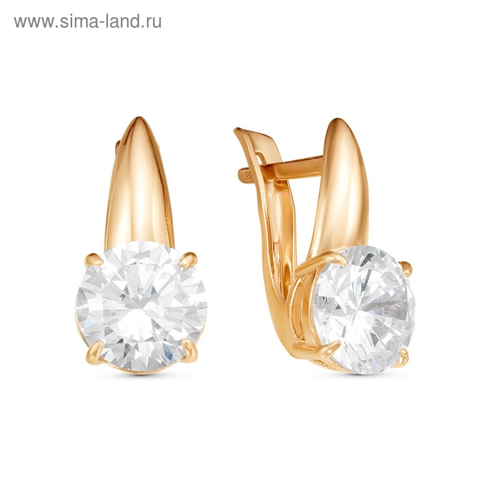 Серьги &laquo;Гранд&raquo; розовое золочение, цвет белый