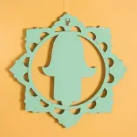 Панно "Хамса" МДФ, 30х30х1 см, цв. бежево-бирюзовый