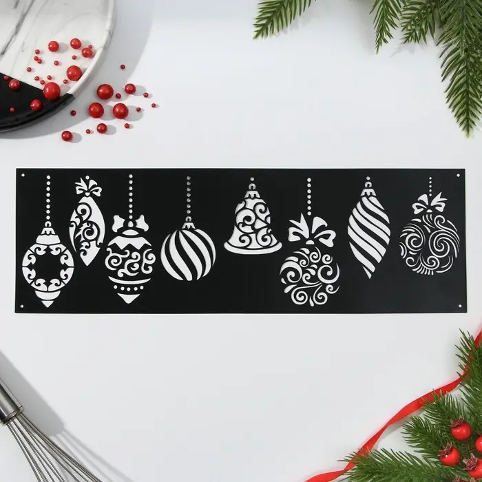 Трафарет для торта новогодний &laquo;Игрушки&raquo;, 32&times;10 см, пластик