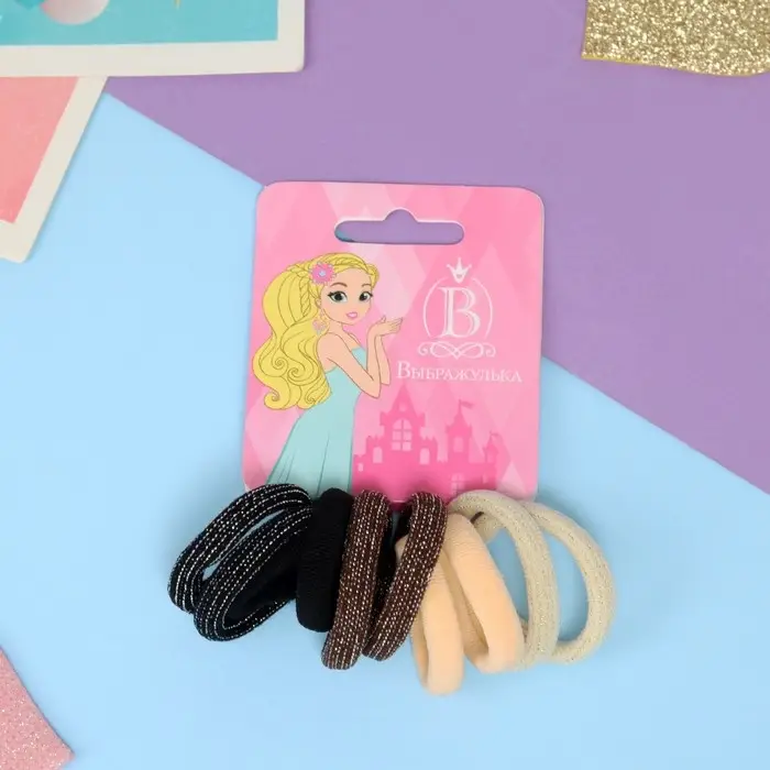 Резинка для волос "Махрушка спорт" (набор 10 шт)  полоски блеск нежность, 2,5 см