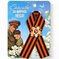 Значок с георгиевской лентой на 9 Мая &laquo;Спасибо за мирное небо!&raquo;, 10.5&times;14 см