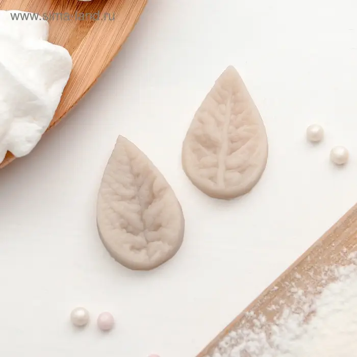 Молд &laquo;Лист гортензии&raquo;, силикон, 2 предмета, 4&times;2.5 см, МИКС