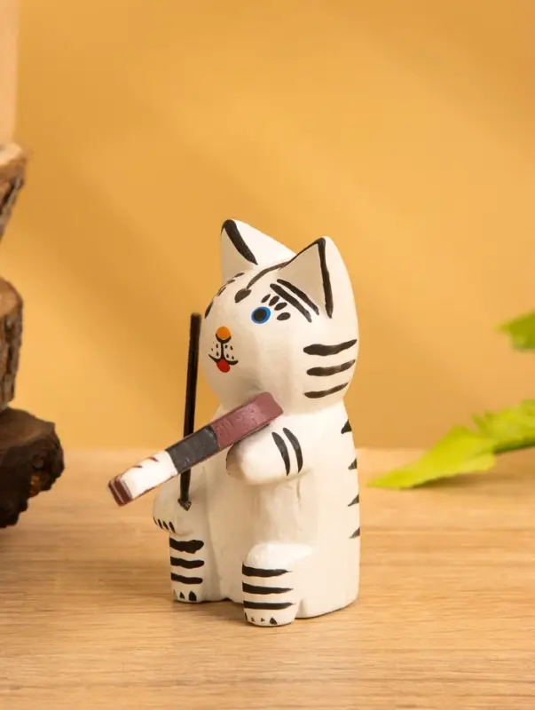 Сувенир &laquo;Кот скрипач&raquo;, 3.5&times;8&times;8 см, дерево, белый