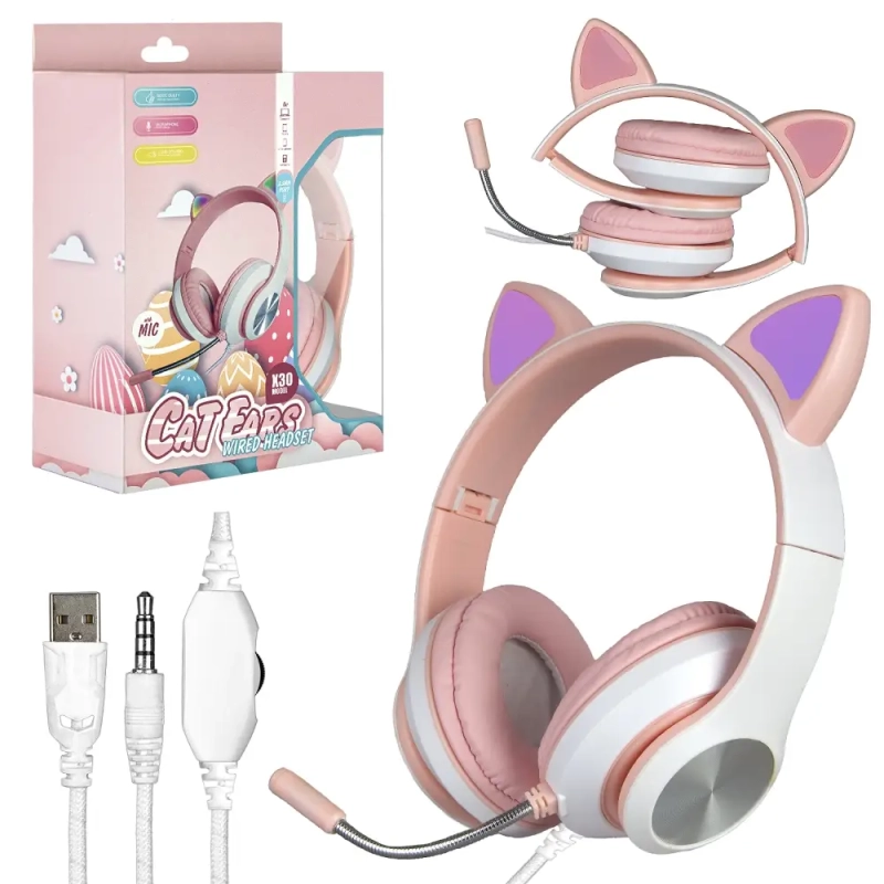 Наушники игровые X30 розовые