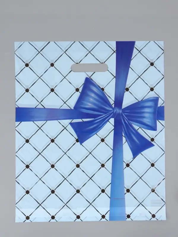 Пакет "Синий бант", полиэтиленовый с вырубной ручкой, 36 х 43 + 3 см, 35 мкм