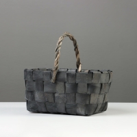 Корзина плетёная, 22&times;15&times;12 см, ручка h=12 см, ива, серая