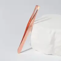 Пинцет скошенный, узкий, 9 см, цвет розовое золото