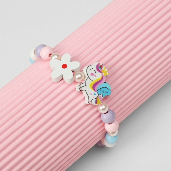 Браслет детский &laquo;Выбражулька&raquo; единорожка-принц с цветком, цветной