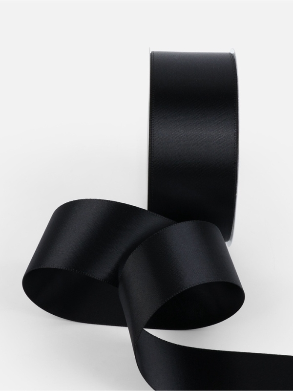 Лента атласная двухсторонняя №0030 38мм*25&plusmn;1м чёрный TR