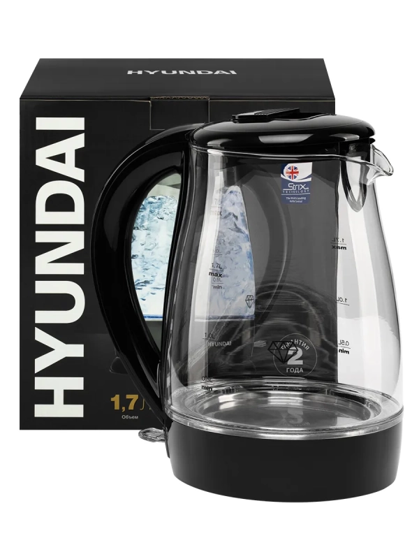Чайник HYK-G2011 1,7л 2200Вт черный (стекло)