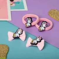 Набор для волос "Милашка" (2 зажима 3,5 см, 2 резинки) единорожка