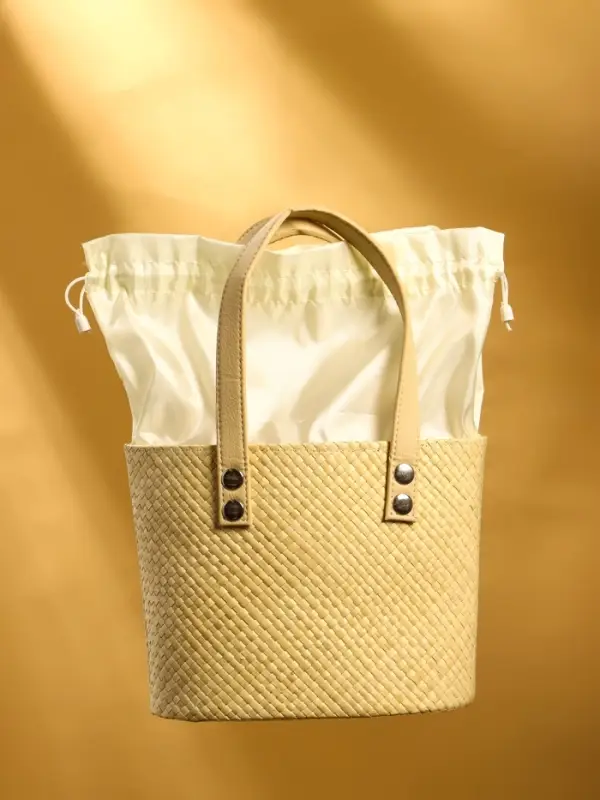 Сумка плетёная из пандана, 23&times;13&times;35 см, бежевая