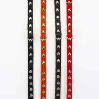 Ошейник кожаный однослойный украшенный, 1,2 см, ОШ 20-26 см микс цветов