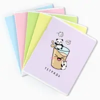 Тетрадь в клетку, 48 л., А5, на скрепке, блок №1 &laquo;Панды&raquo; МИКС