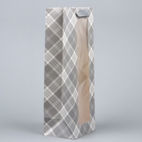 Пакет подарочный под бутылку, упаковка, &laquo;Клетка&raquo;, 36 х 13 х 10 см