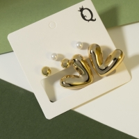 Набор серьги 3 пары &laquo;Буквы&raquo; любовь, цвет розовый в золоте