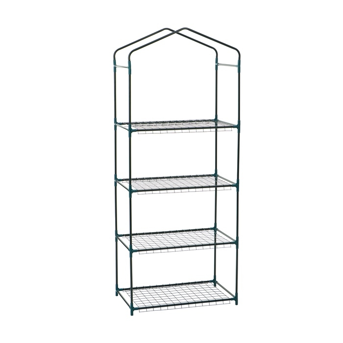 Стеллаж для рассады, 4 полки, 160 &times; 40 &times; 65 см, металлический каркас d = 12 мм, без чехла, Greengo