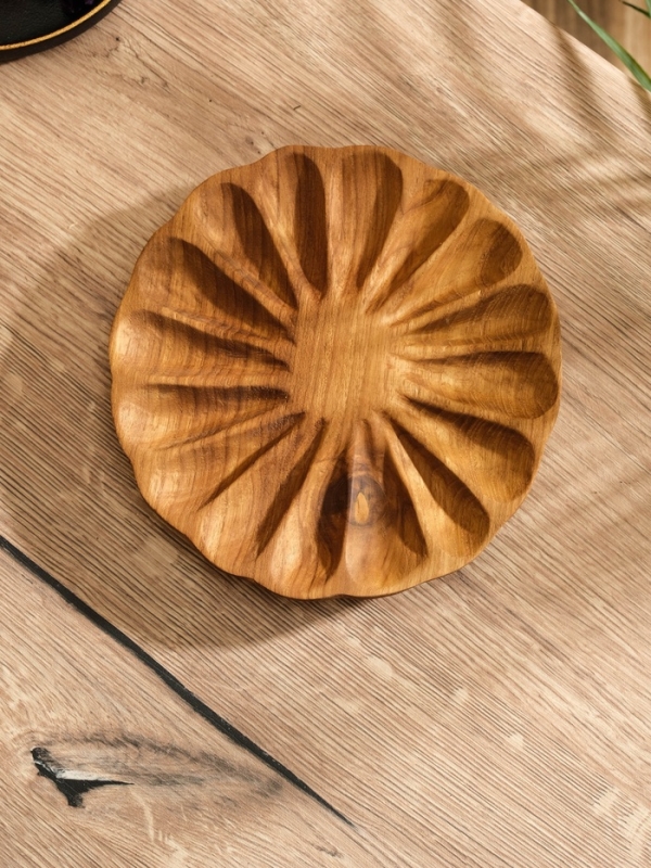 Тарелка "Раковина"  дерево Джати, 20х20х3 см, цв. коричневый