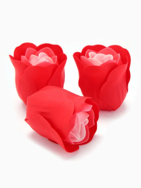 Набор мыльных роз в коробке 16 штук, красно-белые