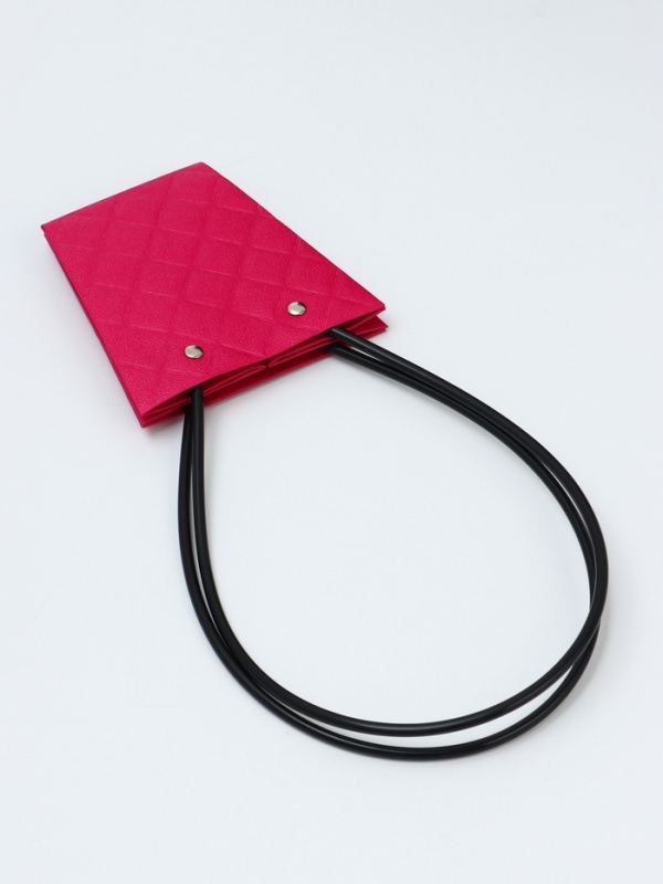 Сумка для цветов тиснение малина влагостойкая, 12x12-8x8-12.5 см