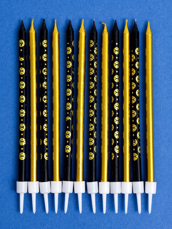 Набор свечей для торта "Дискотека", 12 шт, золотой и черный