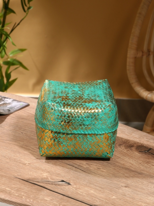 Корзинка плетеная "Голден мини" 19х19х14 см, голубой