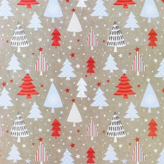 Бумага упаковочная крафтовая &laquo;Новогодний узор&raquo;, 50 х 70 см