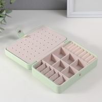 Шкатулка кожзам для украшений "Зелёный подсолнух" 11х16х5,5 см