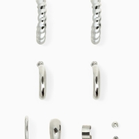 Набор серьги и каффы 9 шт. &laquo;Кольца&raquo; переплетение, цвет серебро