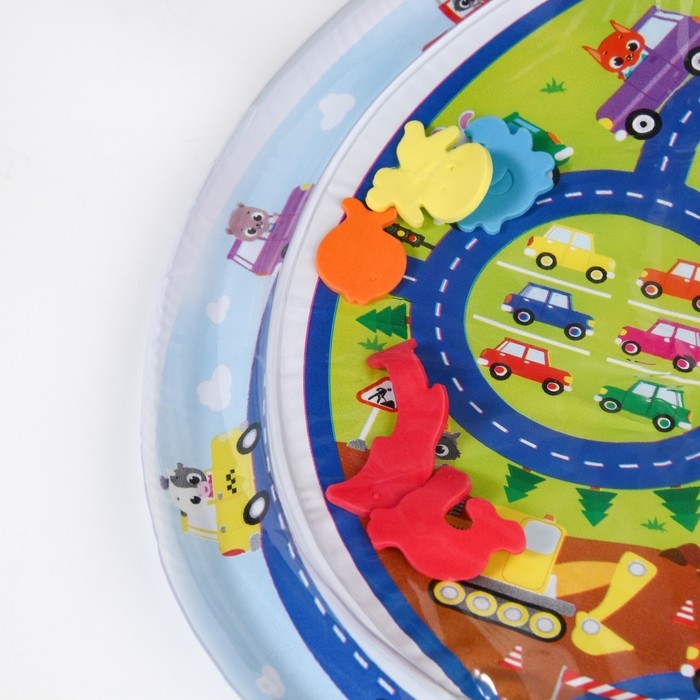 Акваковрик надувной развивающий водный коврик &laquo;Транспорт&raquo;, 65x65 см, Крошка Я