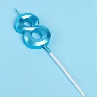 Свеча в торт на шпажке &laquo;Грань&raquo;, цифра 8, голубая, 5 см