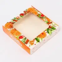 Подарочная коробка сборная с окном &laquo;С Новым годом!&raquo;, 13&times;13&times;3 см