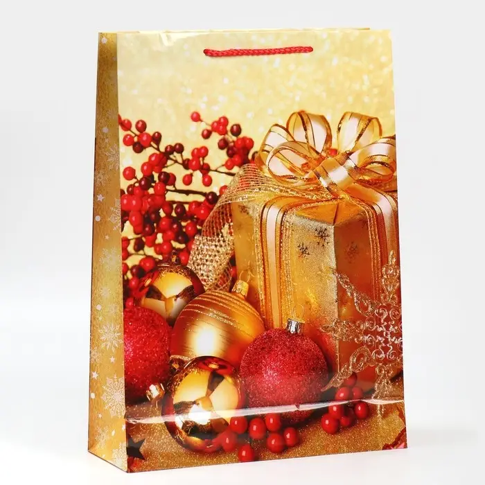 Пакет подарочный новогодний ламинированный &laquo;Поздравляю&raquo;, L 28 х 38 х 9 см