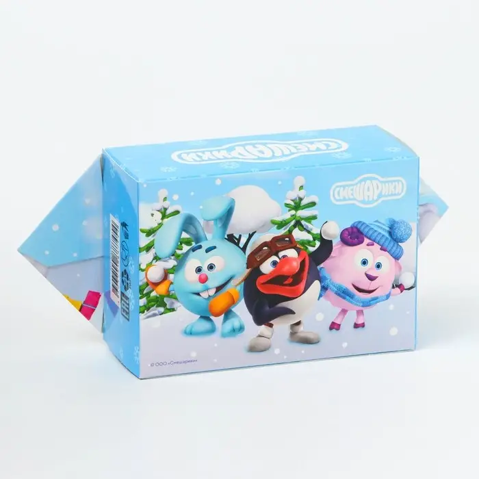 Подарочная коробка Новогодняя Конфета малая &laquo;Смешарики&raquo; лицензия 9&times;5.8&times;12.8 см (+8 см).